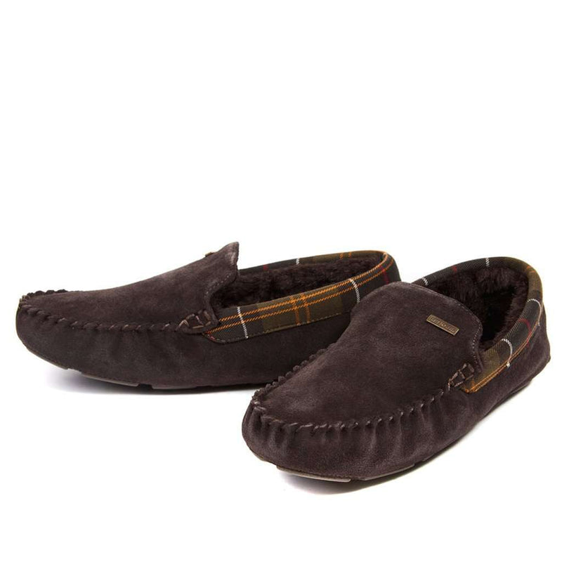 Men's Monty Moccasin Slippers in Brown by Barbour - Country Club Prep