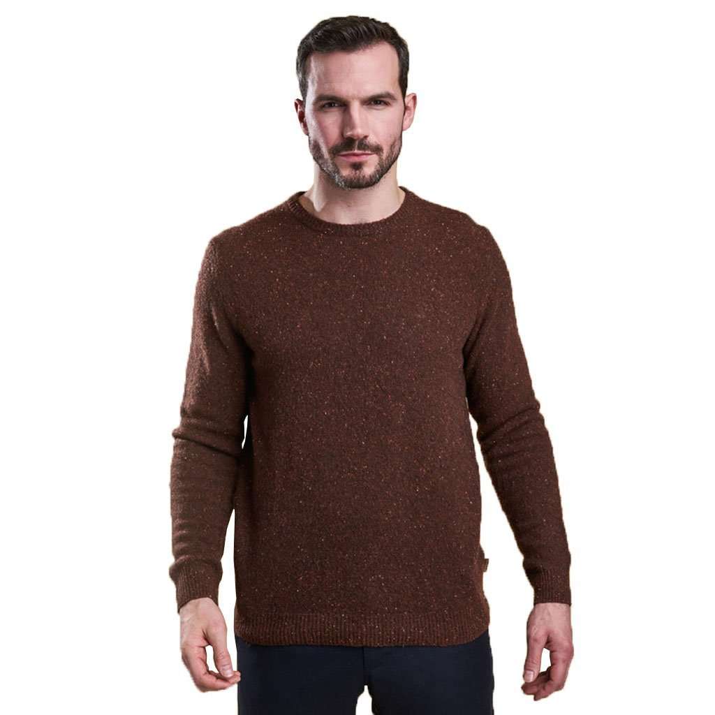 Rothesay Crew Neck Jumper in Dark Clay by Barbour - Country Club Prep