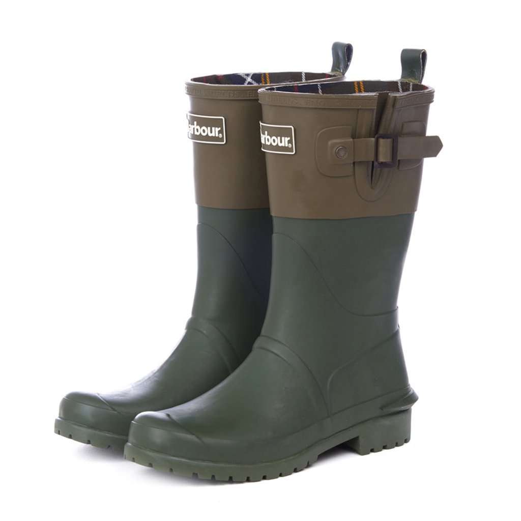 Women's Short Wellington Boots in Kelp and Khaki by Barbour - Country Club Prep