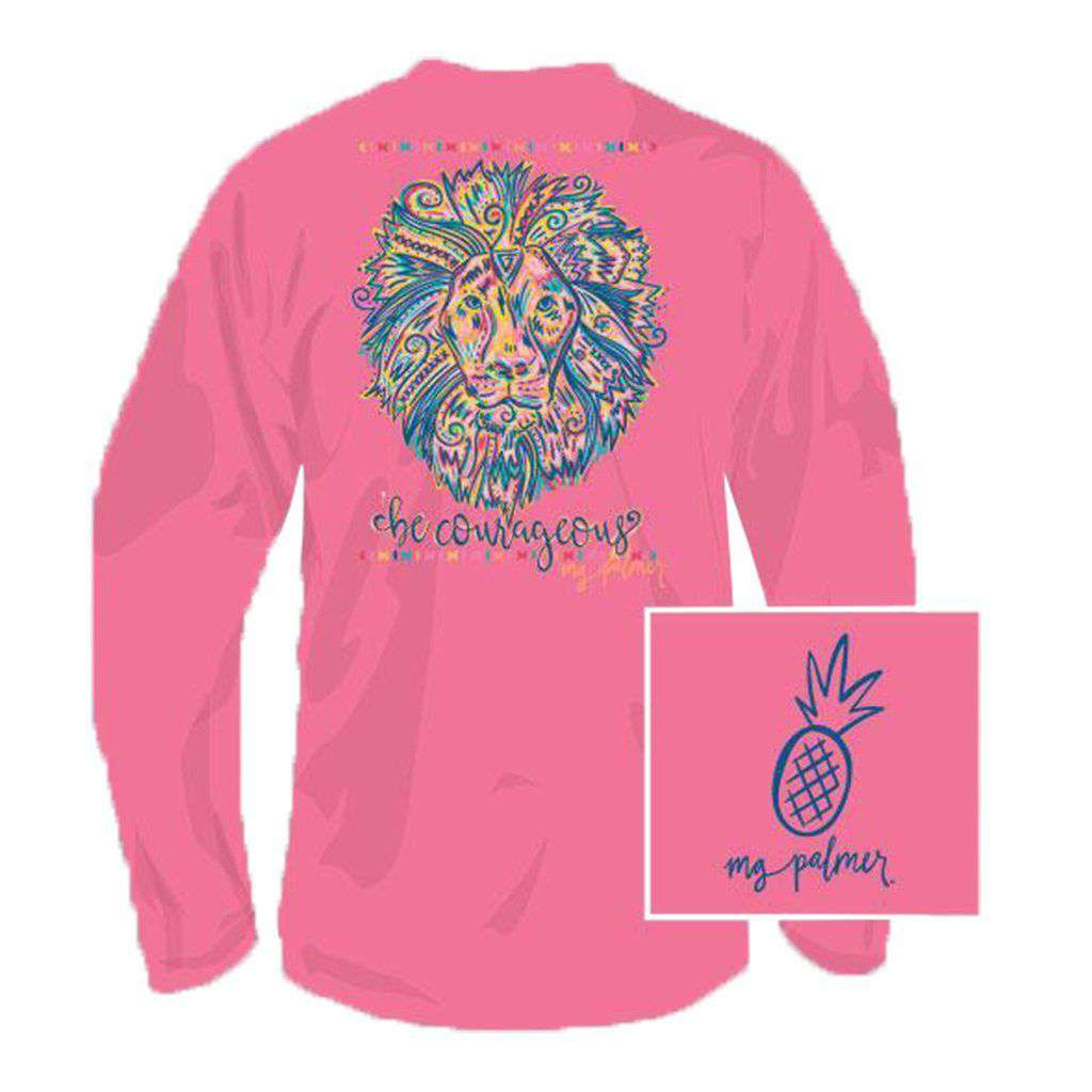 Be Courageous Long Sleeve Tee Shirt in Safety Pink by MG Palmer - Country Club Prep
