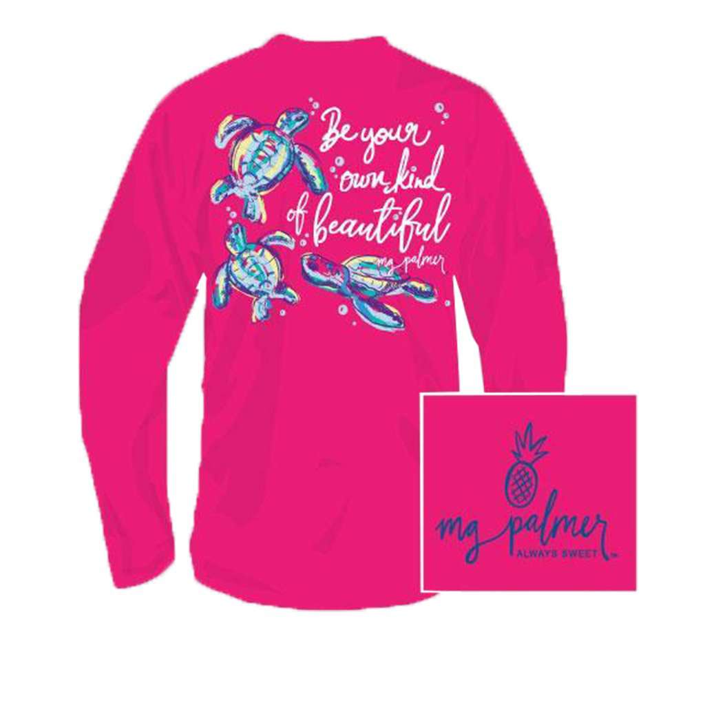 YOUTH Be YOU Tiful Long Sleeve Tee in Heliconia by MG Palmer - Country Club Prep