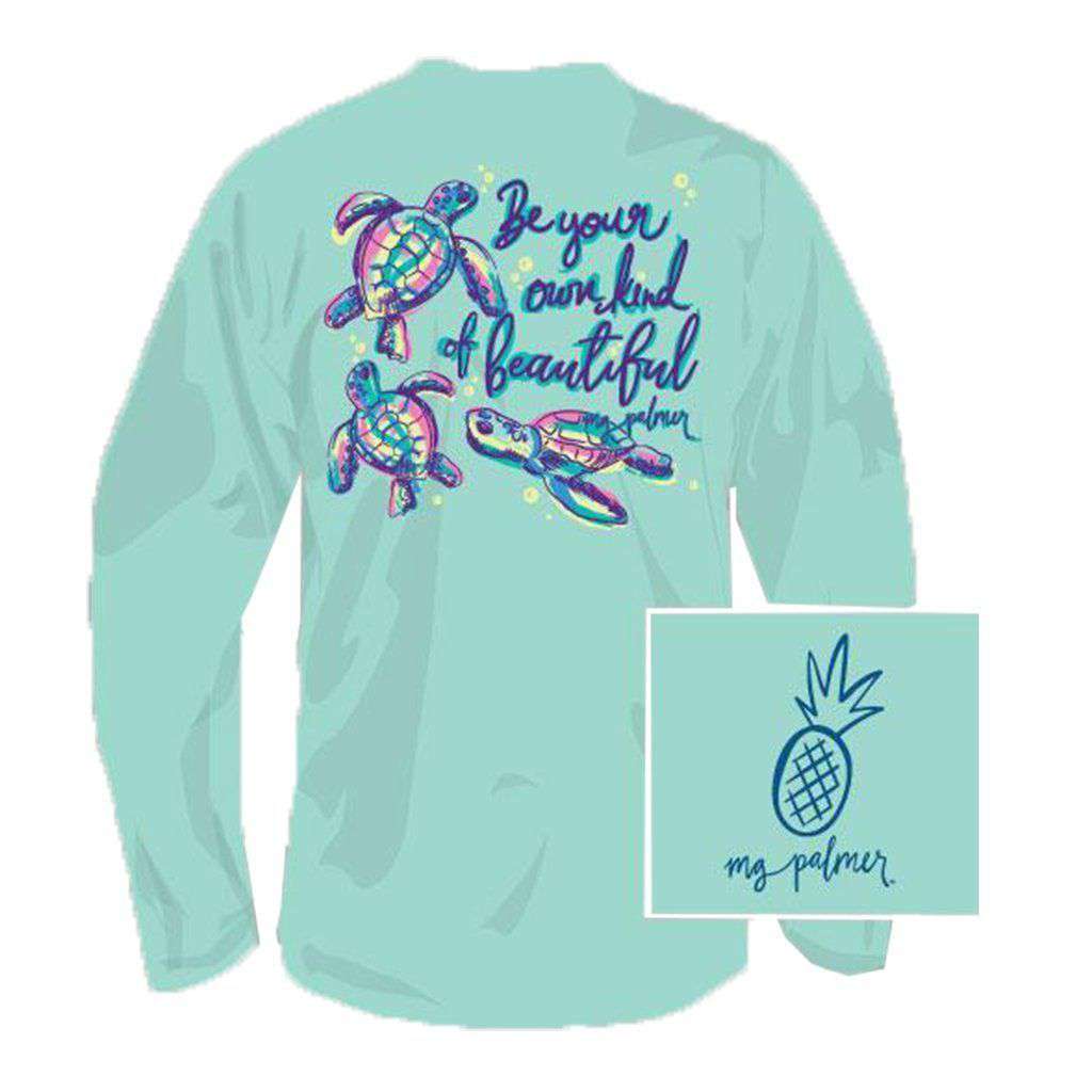 Be You Tiful Long Sleeve Tee Shirt in Celadon by MG Palmer - Country Club Prep