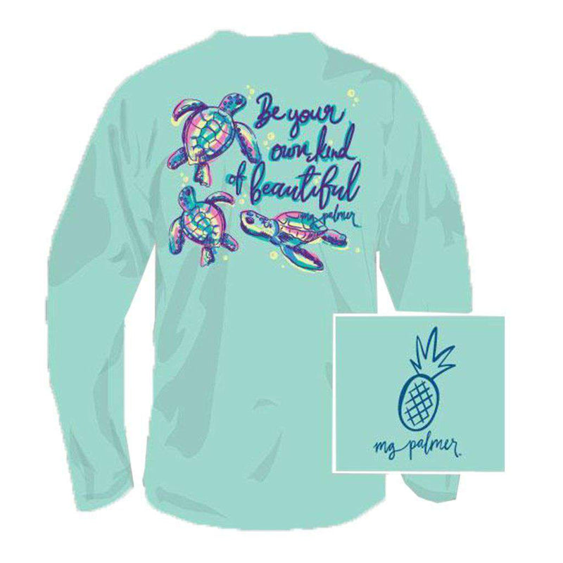 Be You Tiful Long Sleeve Tee Shirt in Celadon by MG Palmer - Country Club Prep