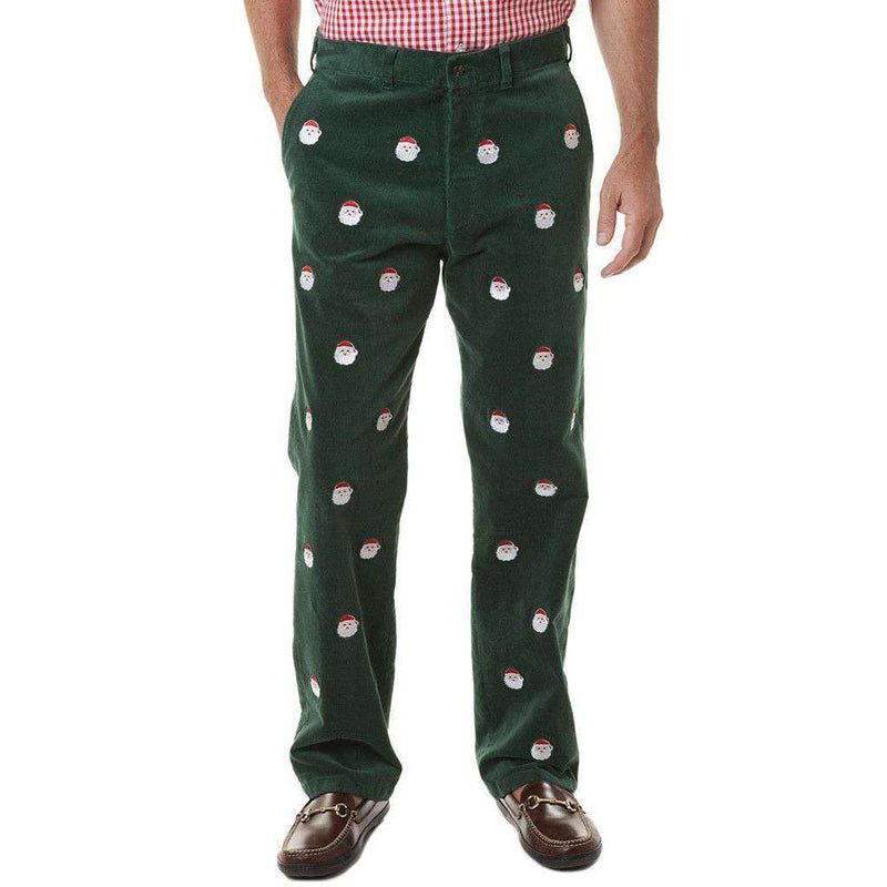Castaway Beachcomber Corduroy Pants in Hunter Green with Embroidered ...