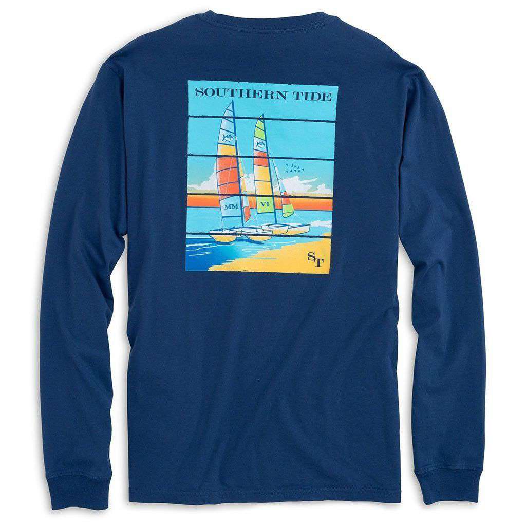 Beachside Catamarans Long Sleeve T-Shirt in Seven Seas by Southern Tide - Country Club Prep