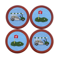 Beverage Cart Needlepoint Coasters by Smathers & Branson - Country Club Prep