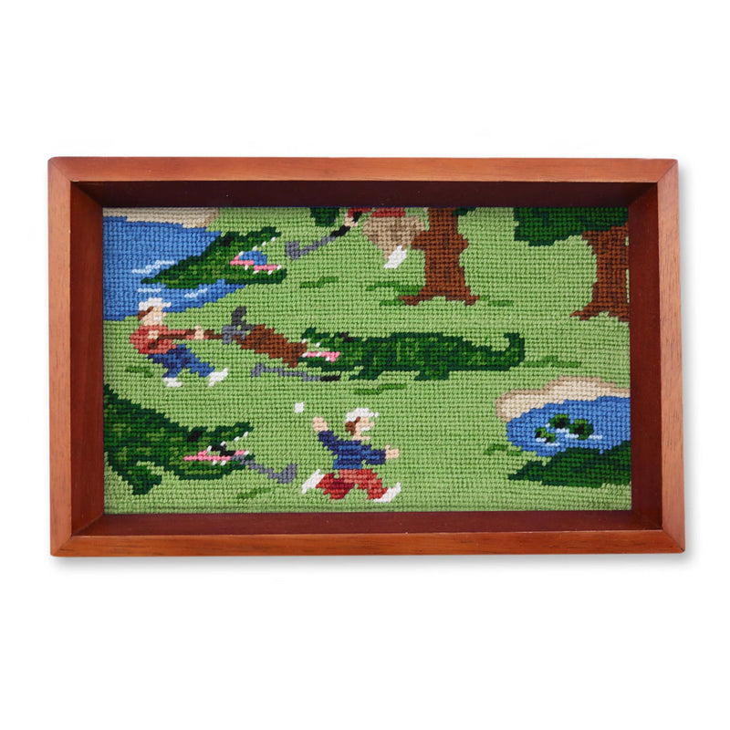 Beware of Gators Needlepoint Valet Tray by Smathers & Branson - Country Club Prep