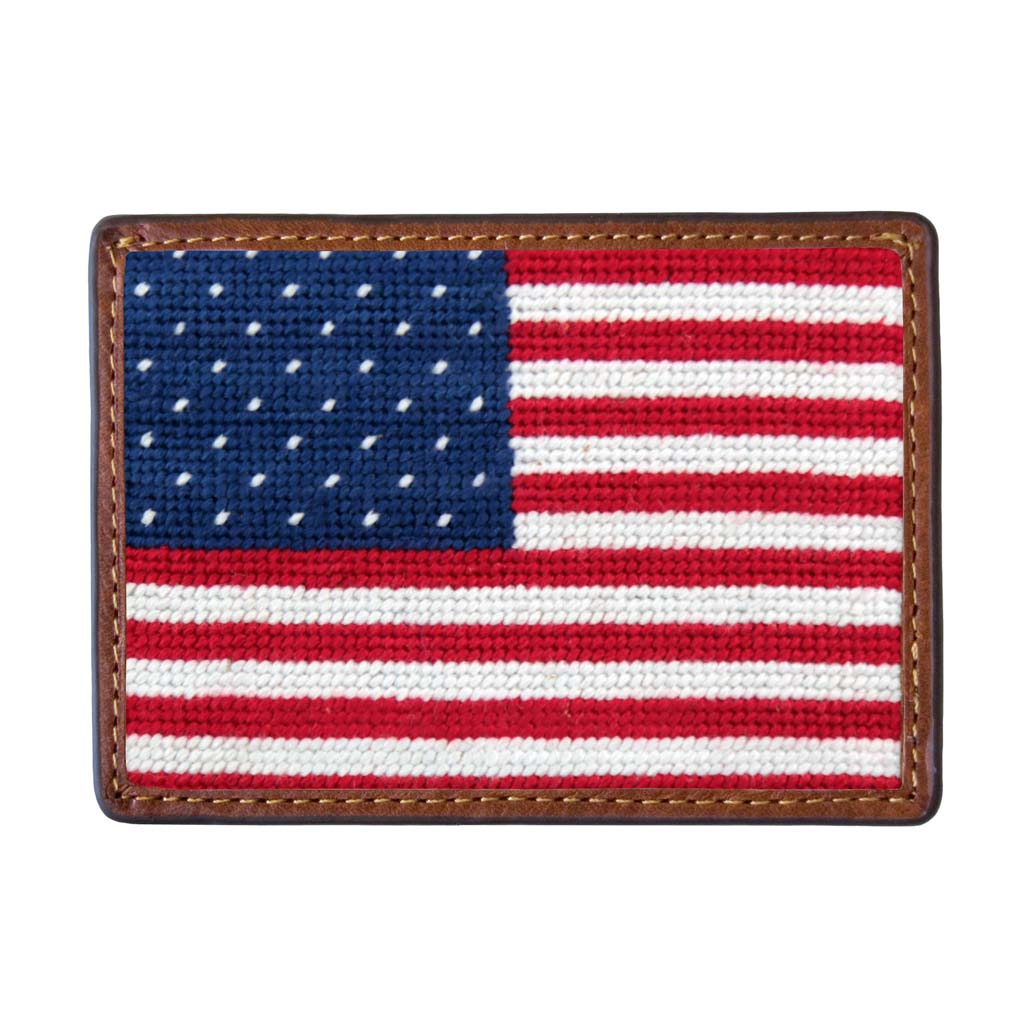 Big American Flag Needlepoint Credit Card Wallet by Smathers & Branson - Country Club Prep