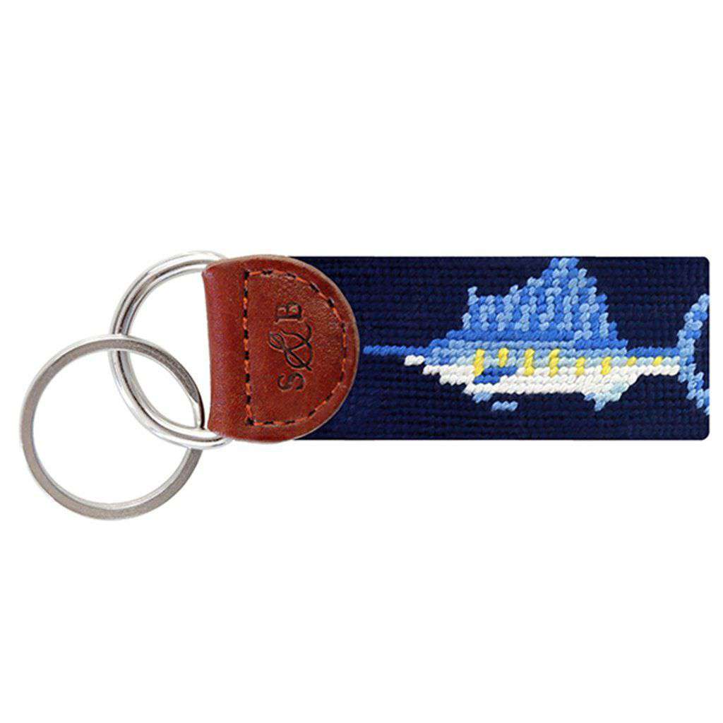 Billfish Needlepoint Key Fob in Dark Navy by Smathers & Branson - Country Club Prep