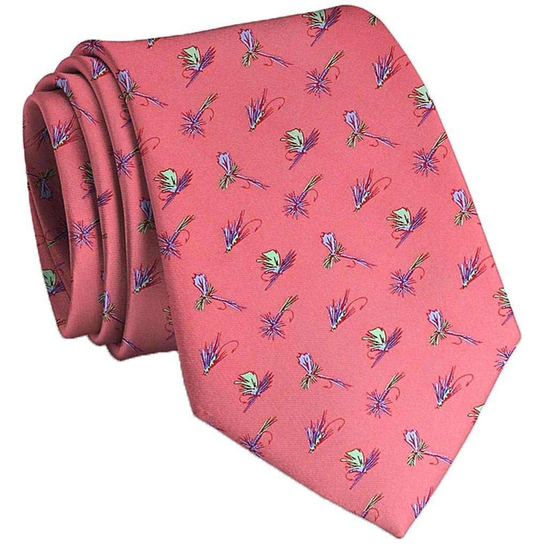 Hooked on Flies Tie in Coral by Bird Dog Bay - Country Club Prep