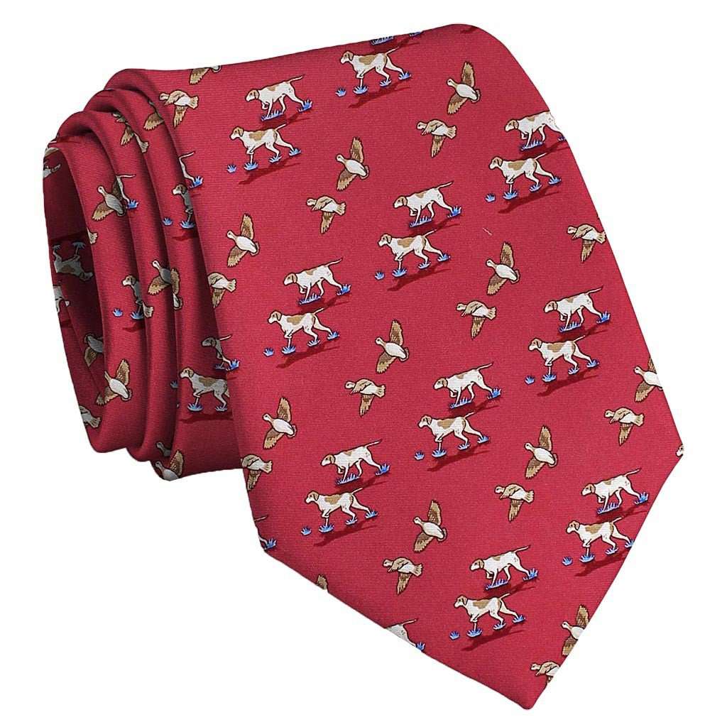 Quail Hunt Tie in Red by Bird Dog Bay - Country Club Prep