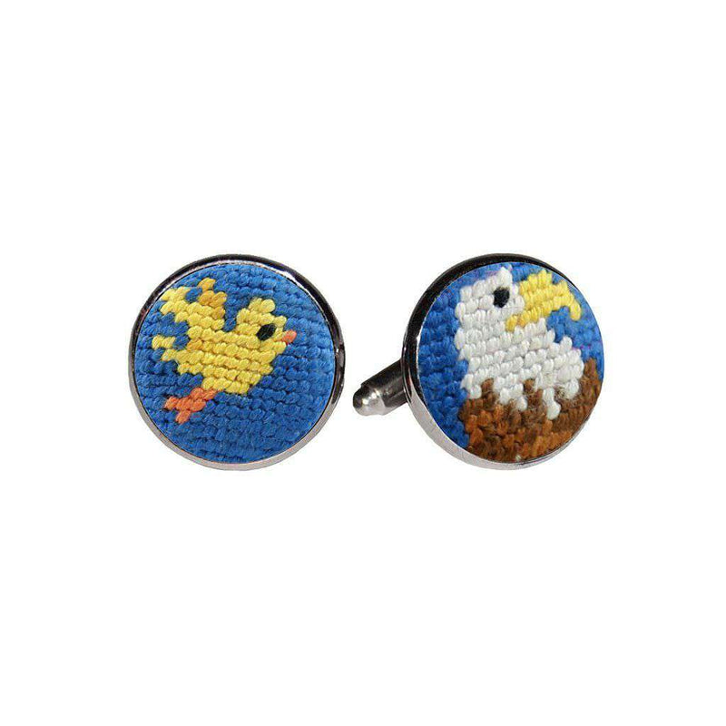 Birdie Eagle Needlepoint Cufflinks in Blueberry by Smathers & Branson - Country Club Prep