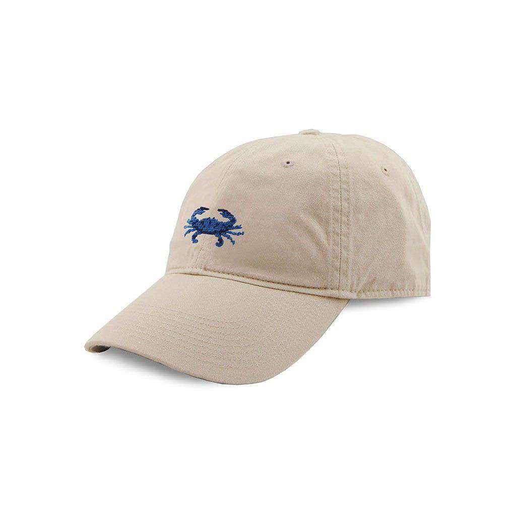 Blue Crab Needlepoint Hat in Stone by Smathers & Branson - Country Club Prep