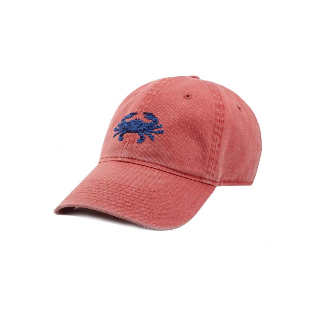 Blue Crab Needlepoint Hat in Nantucket Red by Smathers & Branson - Country Club Prep