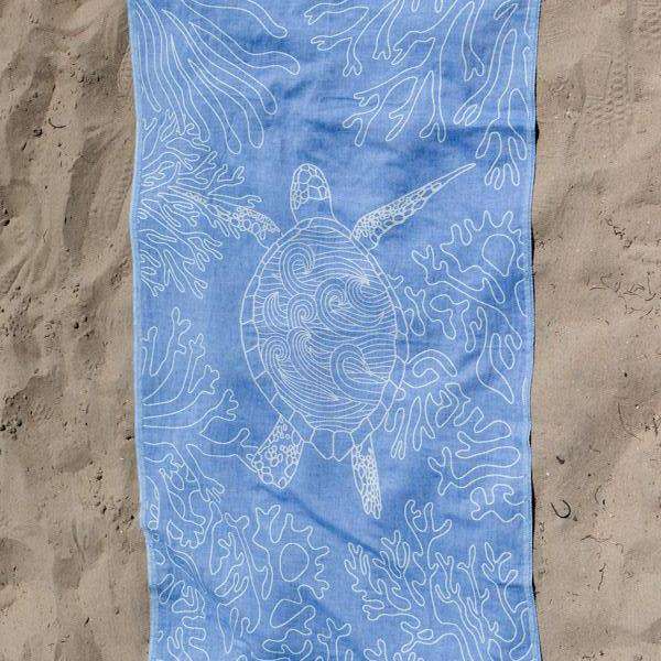 Blue Sea Turtle Reef Towel by Sand Cloud - Country Club Prep