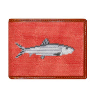 Bonefish Needlepoint Bi-Fold Wallet in Melon by Smathers & Branson - Country Club Prep