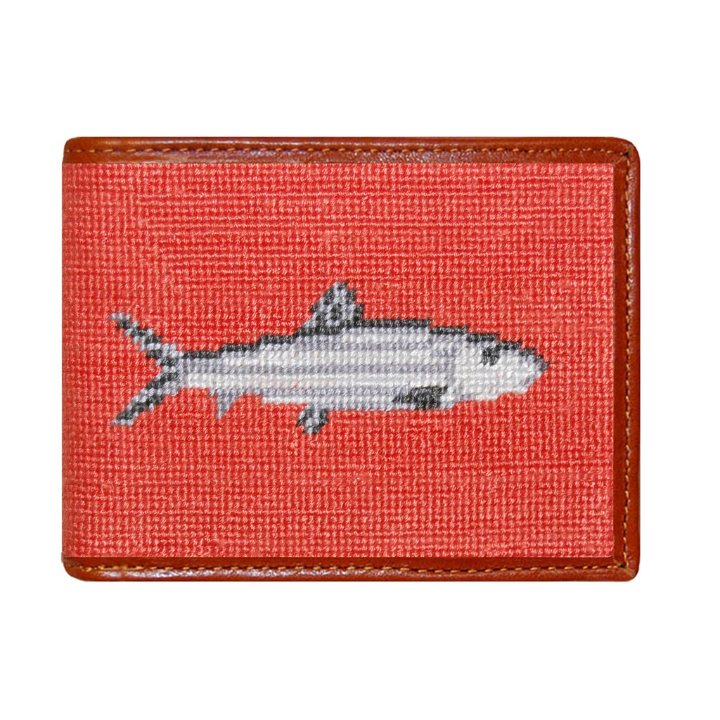Bonefish Needlepoint Bi-Fold Wallet in Melon by Smathers & Branson - Country Club Prep