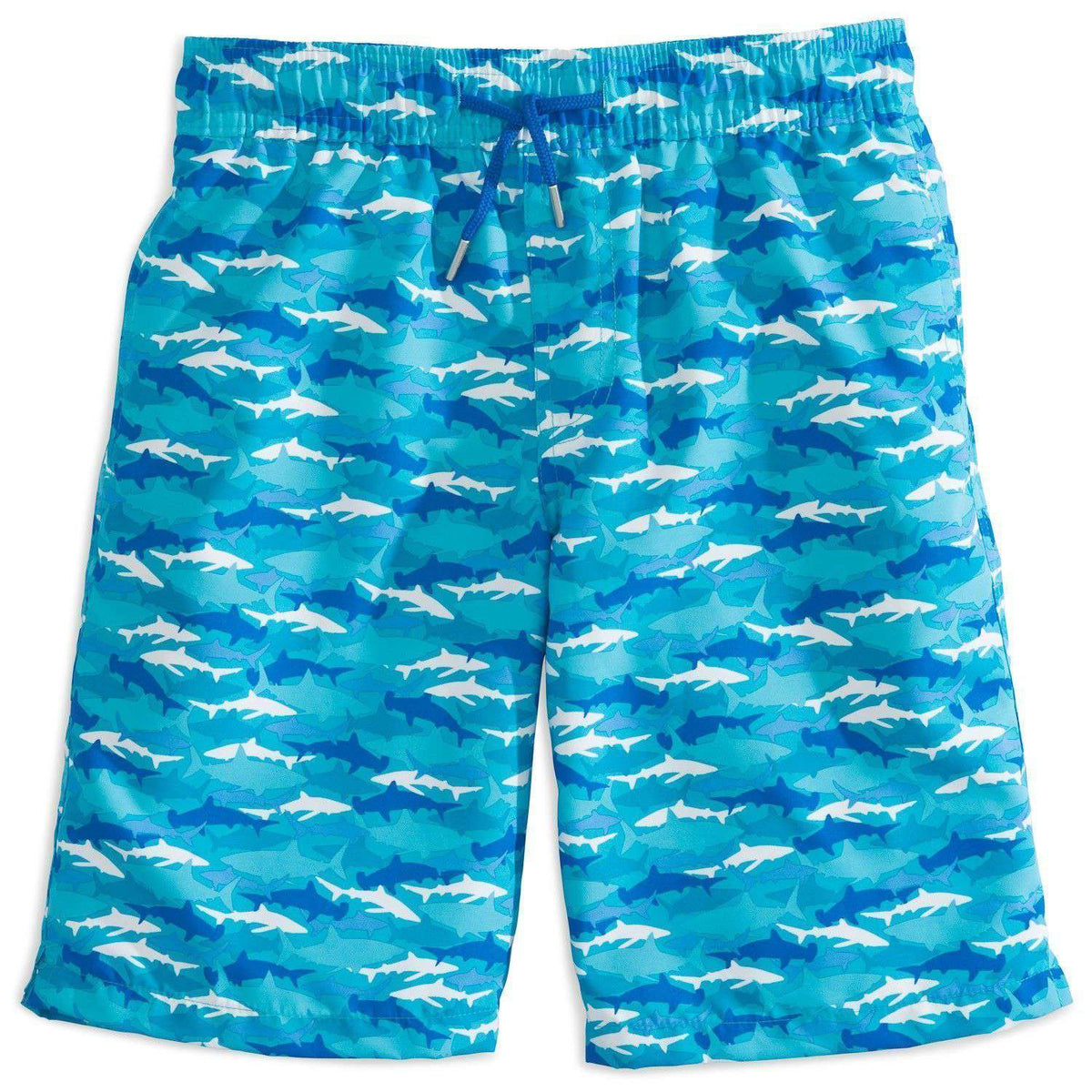 Boy's Shark Frenzy Swim Trunk in Scuba Blue by Southern Tide - Country Club Prep