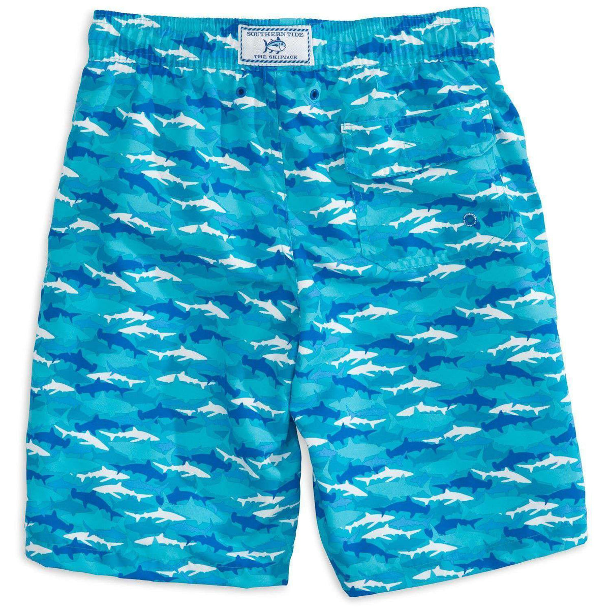 Boy's Shark Frenzy Swim Trunk in Scuba Blue by Southern Tide - Country Club Prep