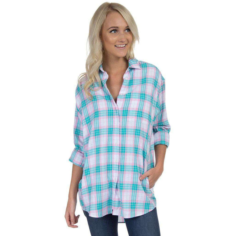 Boyfriend Flannel in Lagoon Blue by Lauren James - Country Club Prep