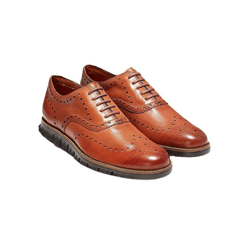 Men's ZERØGRAND Wingtip Oxford in British Tan & Java by Cole Haan - Country Club Prep