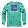 Men's Long Sleeve Red Box Tee in Porcelain Green Heather & Deep Blue by The North Face - Country Club Prep