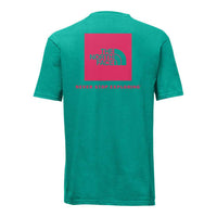 Men's Short Sleeve Red Box Tee in Specter Green & Raspberry by The North Face - Country Club Prep