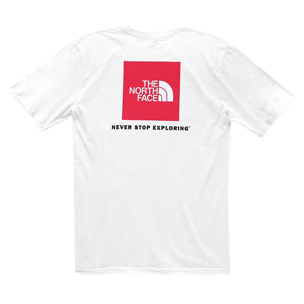 Men's Red Box Tee in White & Red by The North Face - Country Club Prep