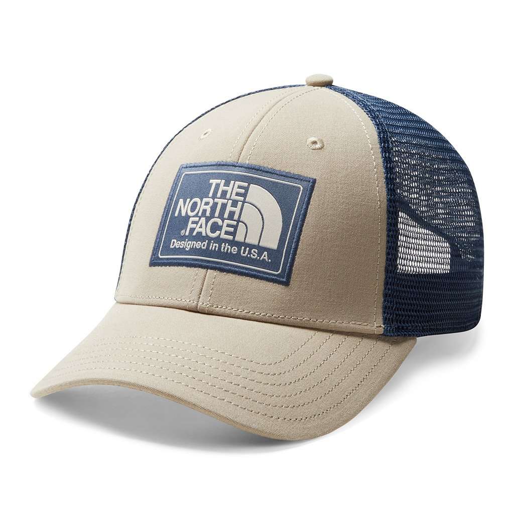 Mudder Trucker Hat in Dune Beige, Shady Blue & Peyote Beige by The North Face - Country Club Prep