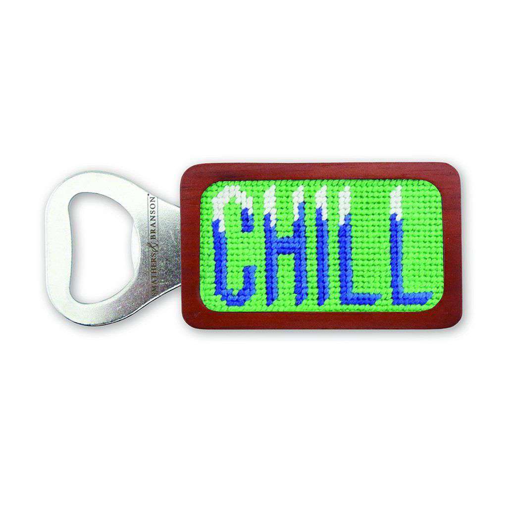 Chill Needlepoint Bottle Opener in Mint by Smathers & Branson - Country Club Prep