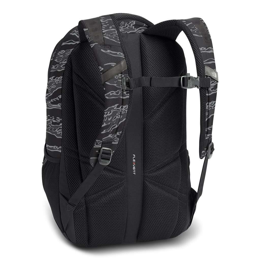 The North Face Jester Backpack in Black Camo Print & High Rise Grey   Country Club Prep