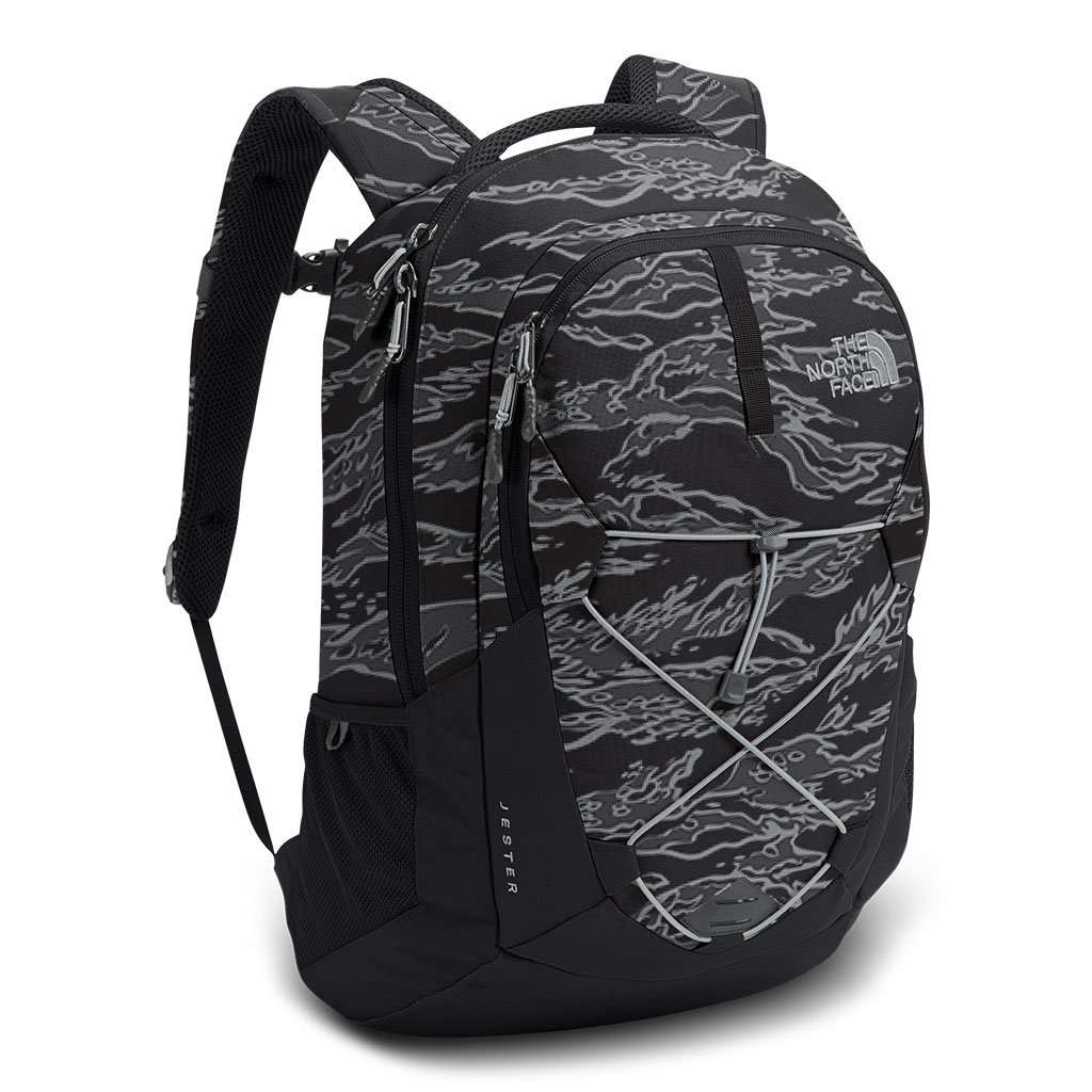 Jester Backpack in Black Camo Print & High Rise Grey by The North Face - Country Club Prep