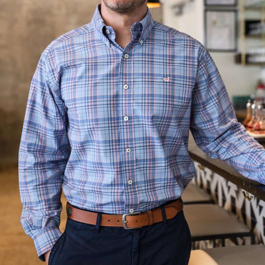 southern marsh long sleeve dress shirts Men's Southern Marsh Tupelo Windowpane Dress Shirt