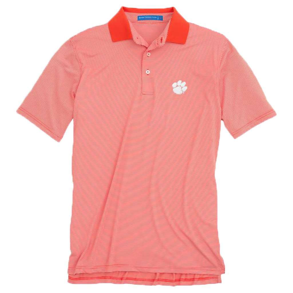 Gameday Feeder Stripe Performance Polo- Clemson University in Endzone Orange by Southern Tide - Country Club Prep