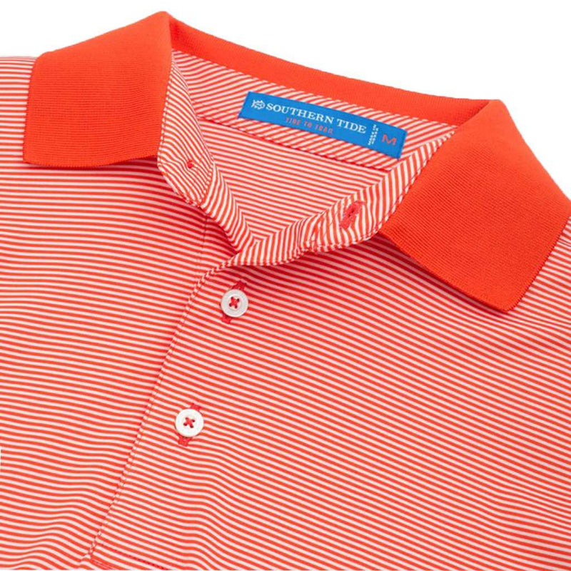 Gameday Feeder Stripe Performance Polo- Clemson University in Endzone Orange by Southern Tide - Country Club Prep