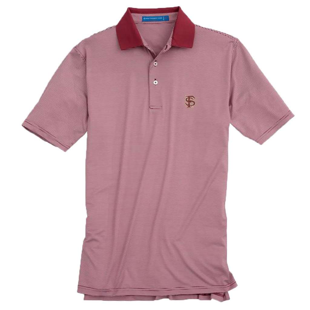 Gameday Feeder Stripe Performance Polo- Florida State University in Chianti by Southern Tide - Country Club Prep