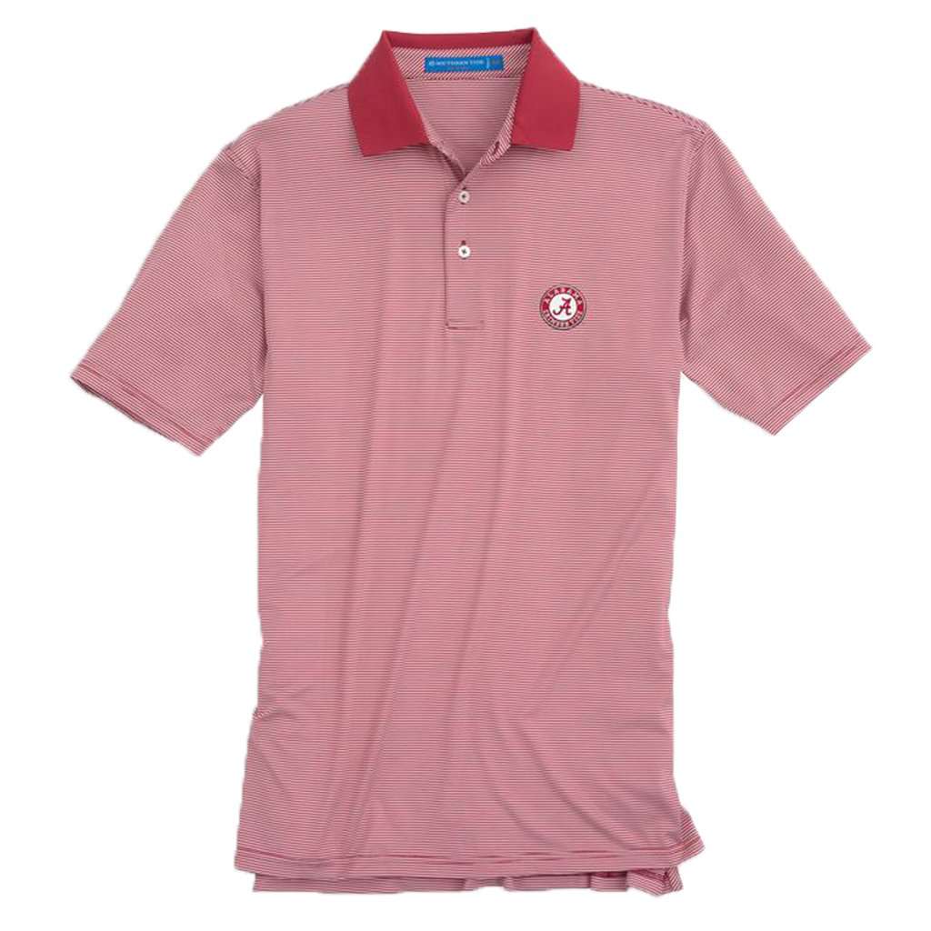 Gameday Feeder Stripe Performance Polo- University of Alabama in Crimson by Southern Tide - Country Club Prep