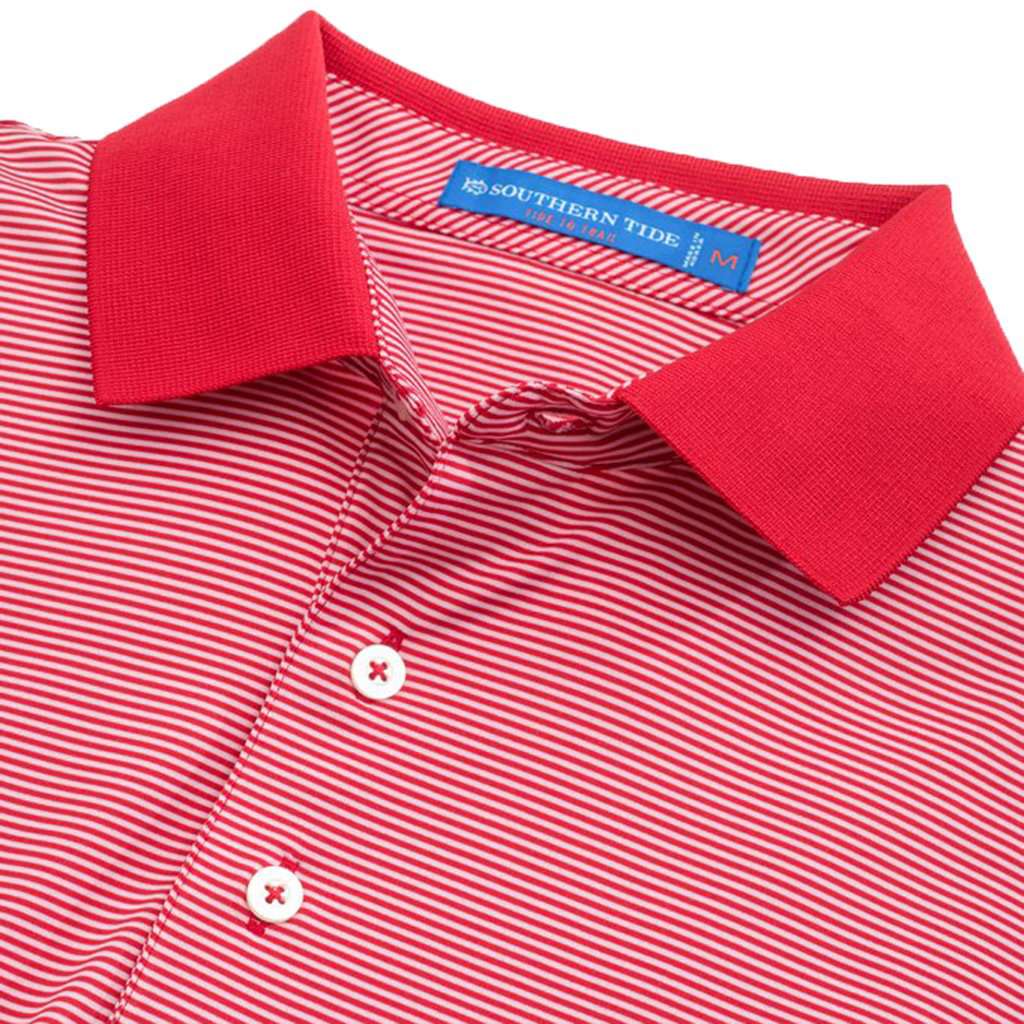 Gameday Feeder Stripe Performance Polo- University of Georgia in Varsity Red by Southern Tide - Country Club Prep