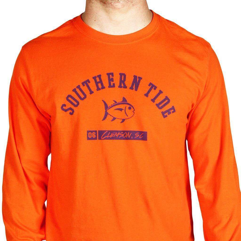 CU Long Sleeve Campus Tee in Endzone Orange by Southern Tide - Country Club Prep