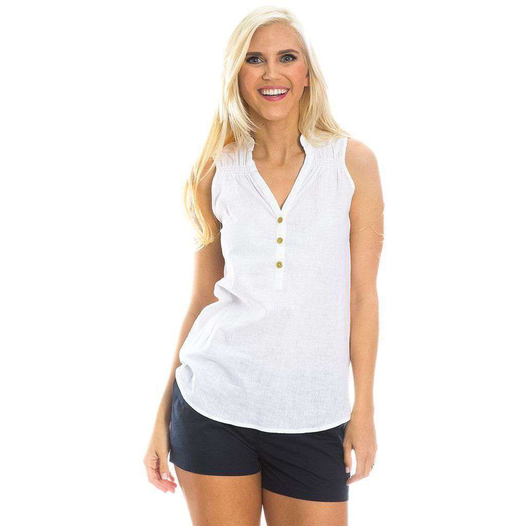 Callie Linen Top in White by Lauren James - Country Club Prep