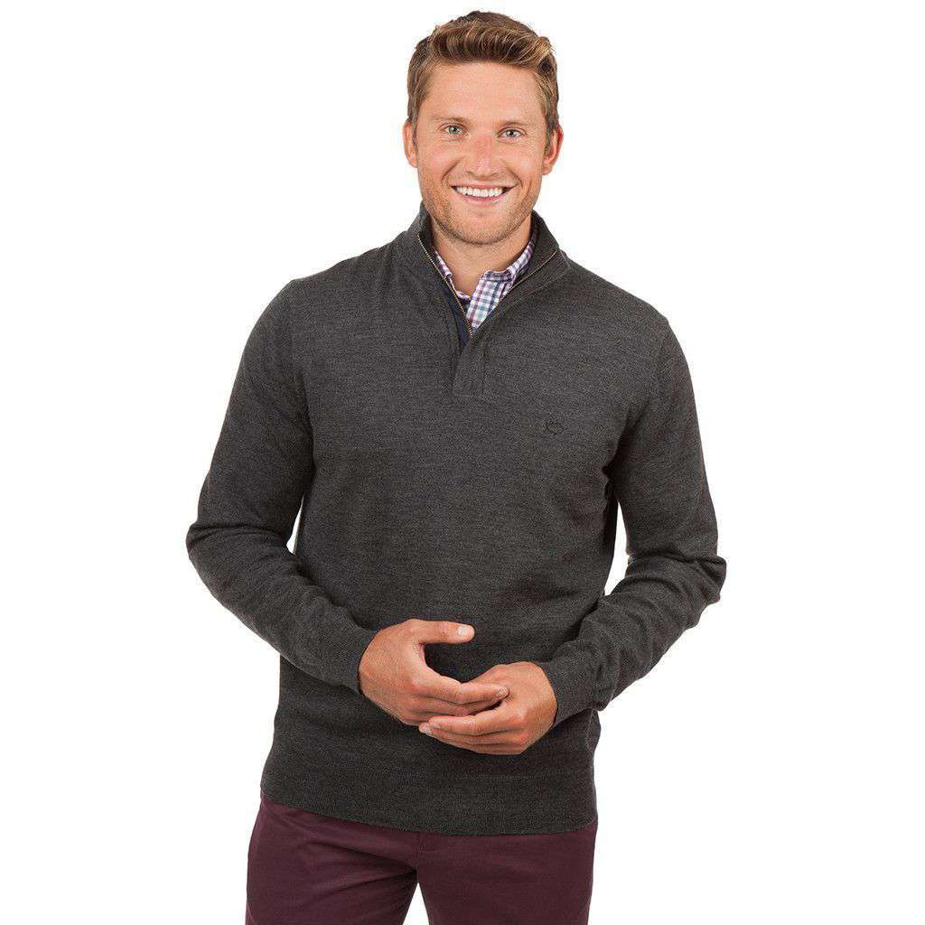 Captains 1/4 Zip Sweater in Charcoal by Southern Tide - Country Club Prep