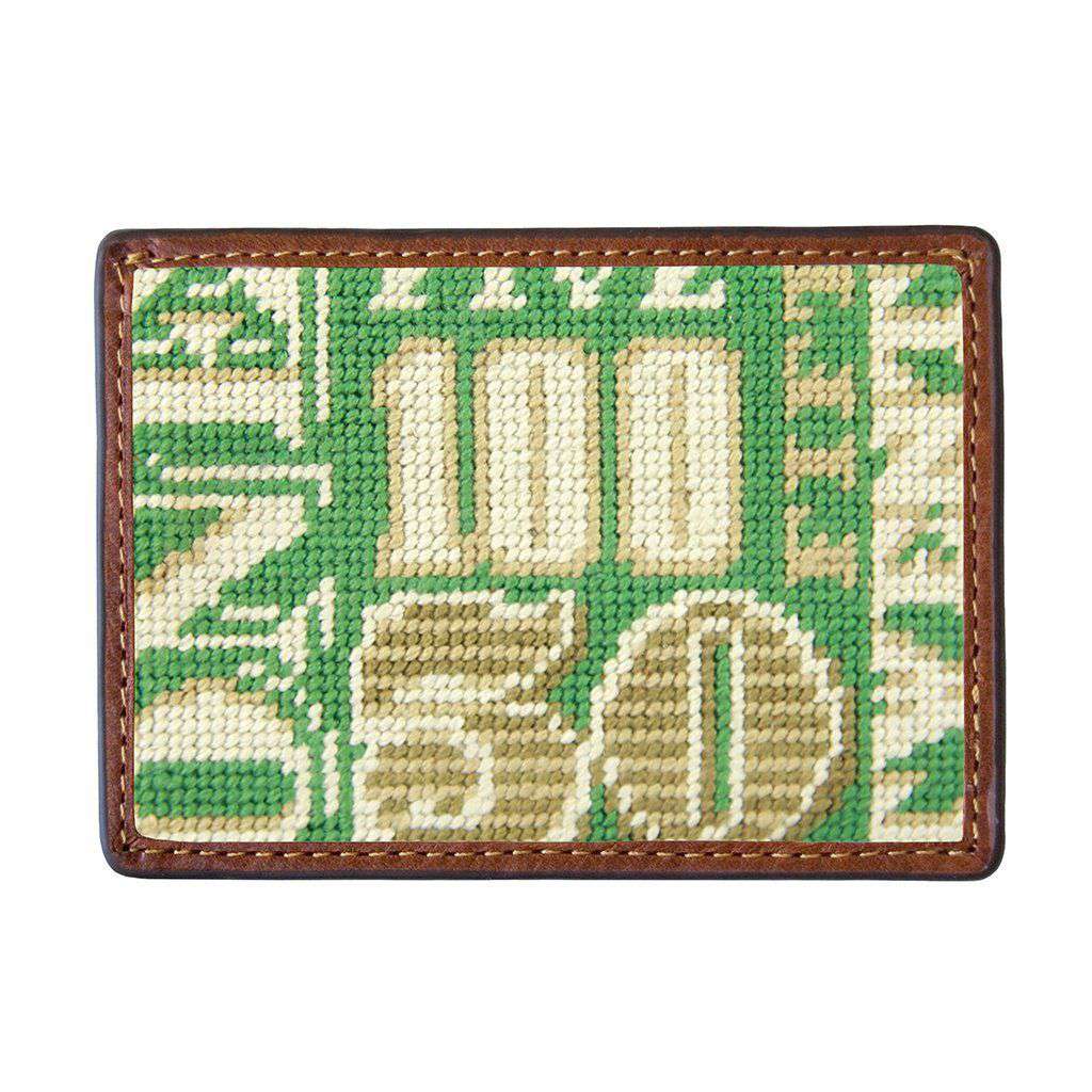Cash Money Needlepoint Credit Card Wallet in Sage by Smathers & Branson - Country Club Prep