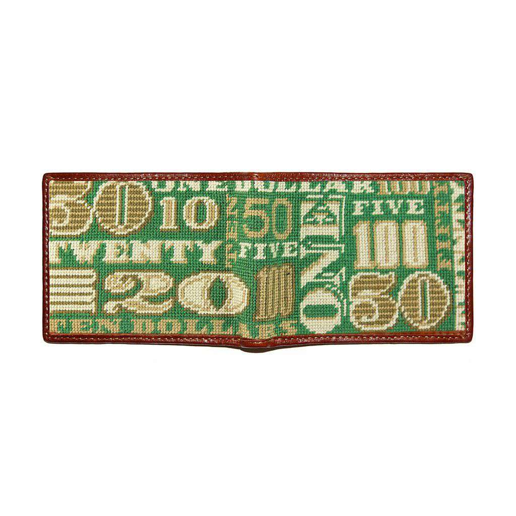 Cash Money Needlepoint Wallet in Sage by Smathers & Branson - Country Club Prep