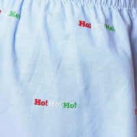 Barefoot Boxer in Blue Oxford with Embroidered Ho!Ho!Ho! by Castaway Clothing - Country Club Prep