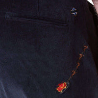 Beachcomber Corduroy Pant in Navy with Embroidered Santa Sleigh by Castaway Clothing - Country Club Prep