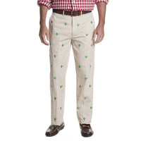 Harbor Pant in Tan with Embroidered Hollyberry by Castaway Clothing - Country Club Prep
