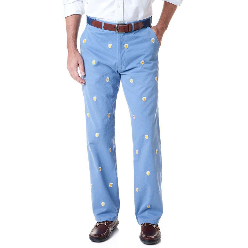 Harbor Pant with Embroidered Beermug in Storm by Castaway Clothing - Country Club Prep