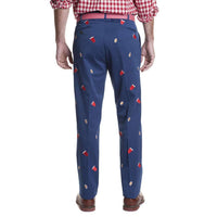 Harbor Pant with Embroidered Footballs and Solo Cups in Atlantic by Castaway Clothing - Country Club Prep