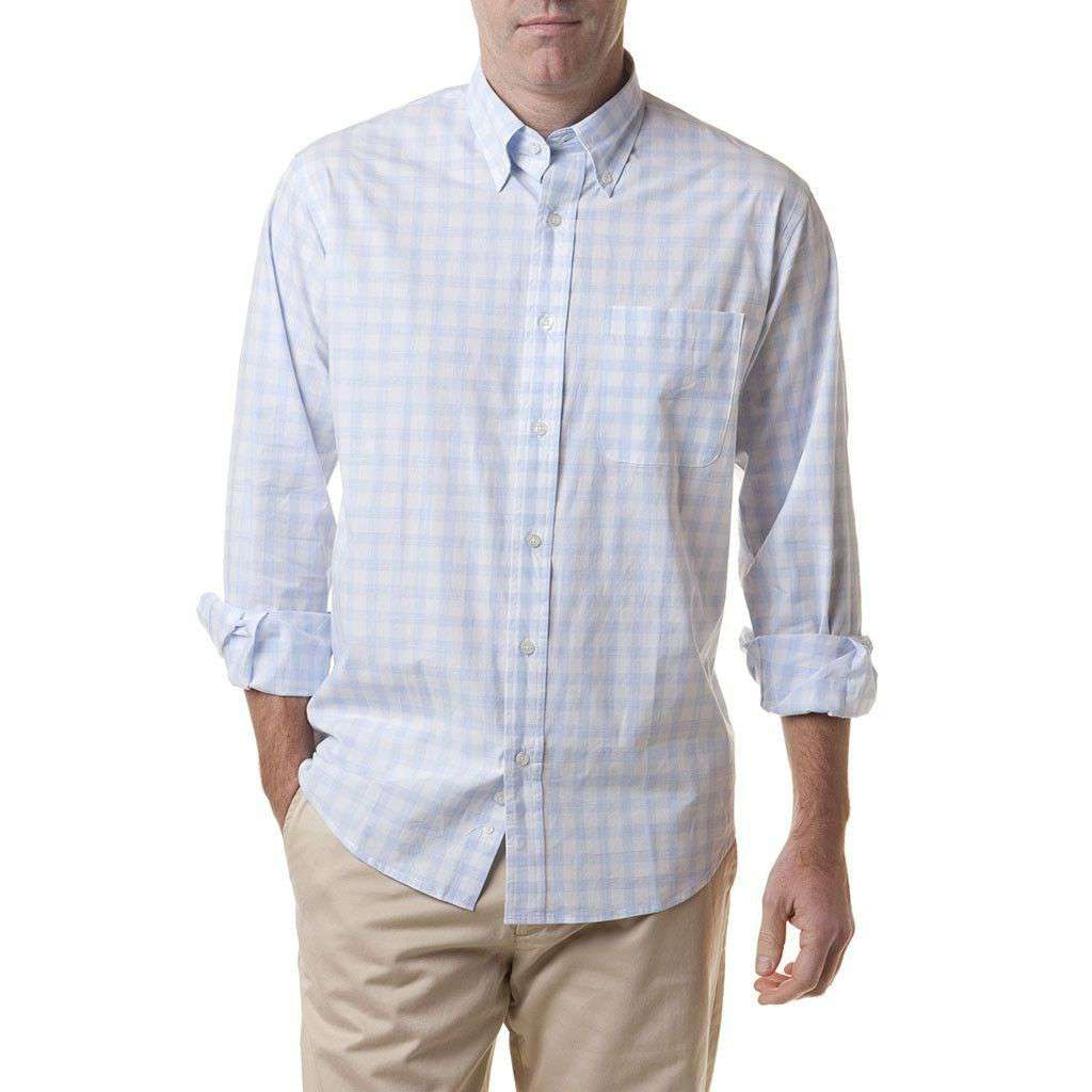 Chase Long Sleeve Shirt in Kent Check Blue by Castaway Clothing - Country Club Prep