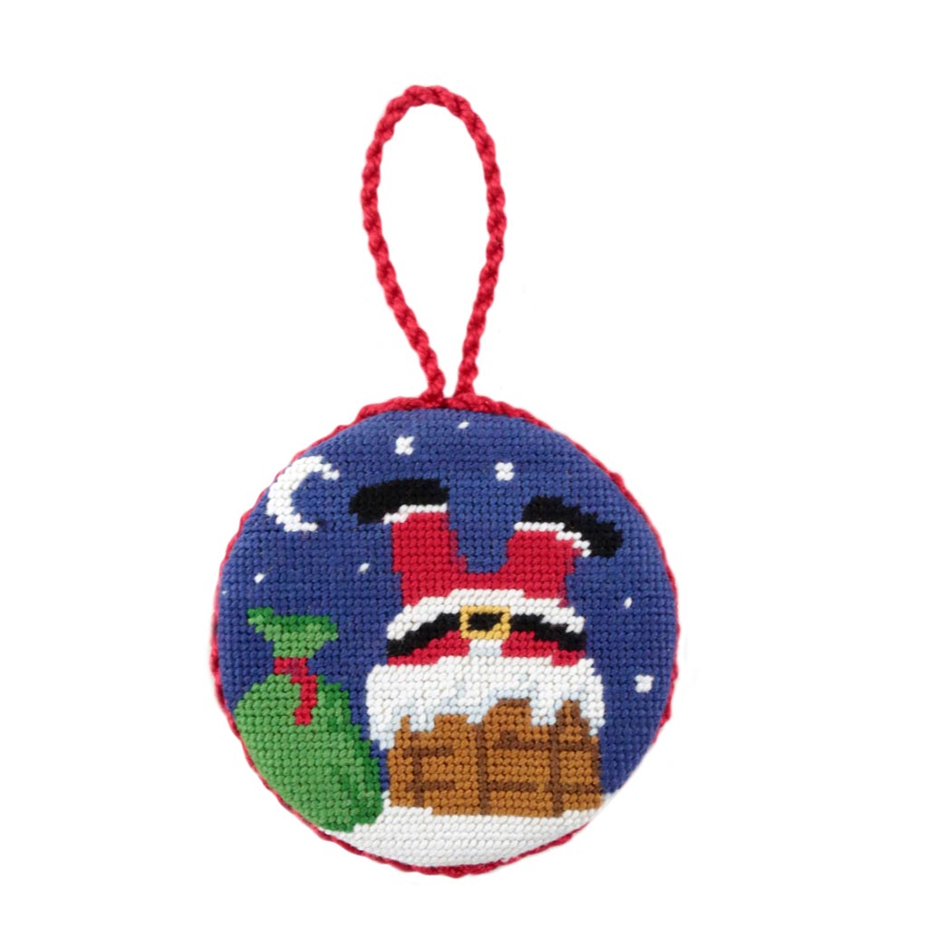 Chimney Santa Needlepoint Ornament by Smathers & Branson - Country Club Prep